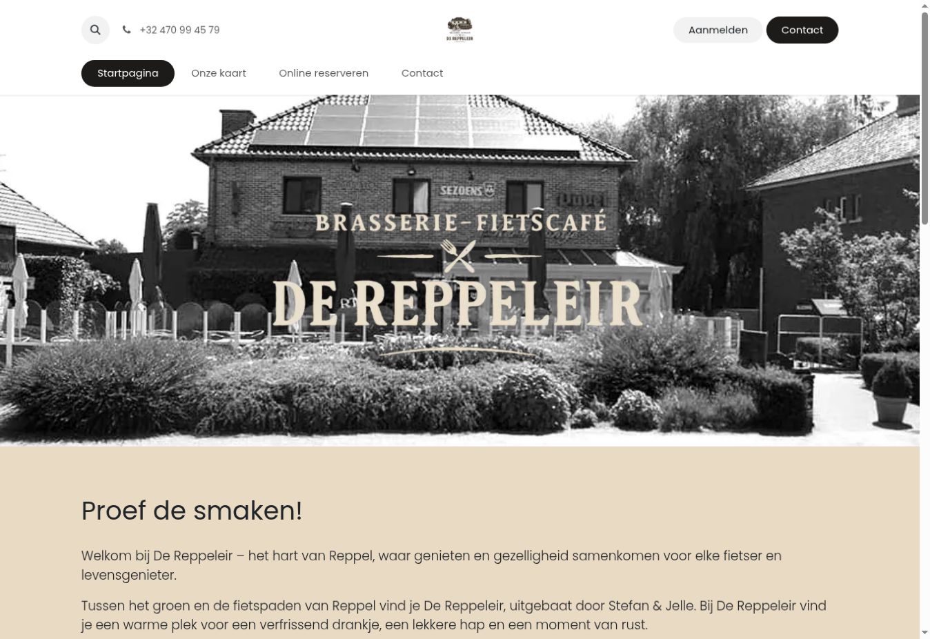 Screenshot of the website of De Reppeleir